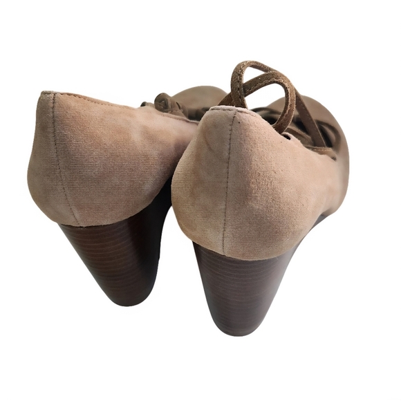 Adrienne Vittadini NEW Smily Tan Suede Ankle Wrap Wedge Shoes Size 8.5M - Picture 5 of 8